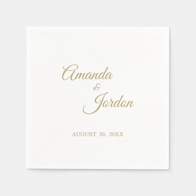Guardanapo De Papel Simples Caligrafia Dourada Coquetel Napkin (Frente)