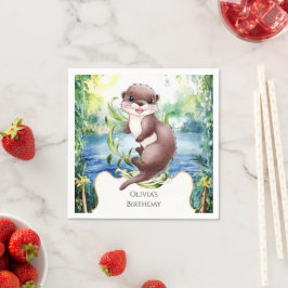 Guardanapo De Papel Simples Calm Otter Birthday