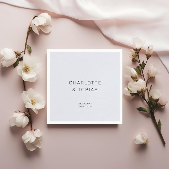 Guardanapo De Papel Simples casamento branco e elegante (Criador carregado)