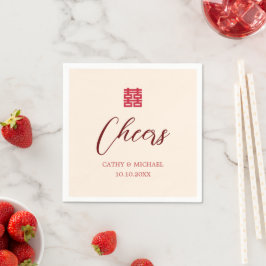 Guardanapo De Papel Simples casamento chinês moderno com bege vermelho