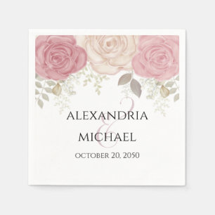 Guardanapo De Papel Simples Casamento Floral da Borgonha de Aquarela E