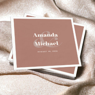 Guardanapo De Papel Simples Casamento Mínimo de Terracotta Moderno