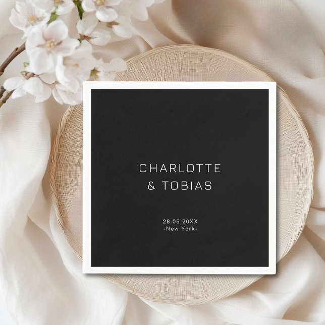 Guardanapo De Papel Simples casamento preto elegante (Simple, elegant wedding napkins)