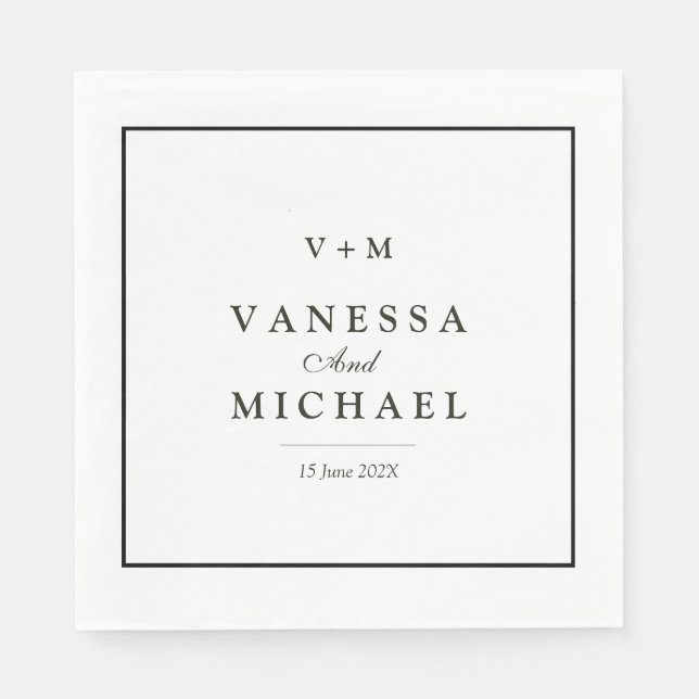 Guardanapo De Papel simples casamento único na fronteira negra (Frente)