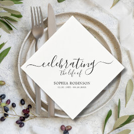 Guardanapo De Papel Simples Celebração Do Funeral De Script Elegante D