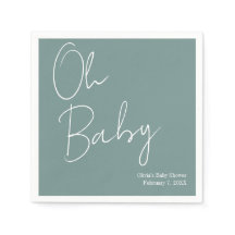 Simples Chá de fraldas Verde Moderno Oh Baby Sage