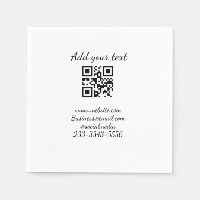 Guardanapo De Papel simples código QR personalizado adicionar seu nome (Frente)