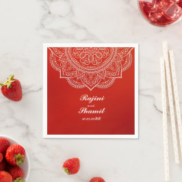 Guardanapo De Papel Simples Crimson e White Mandala Paisley