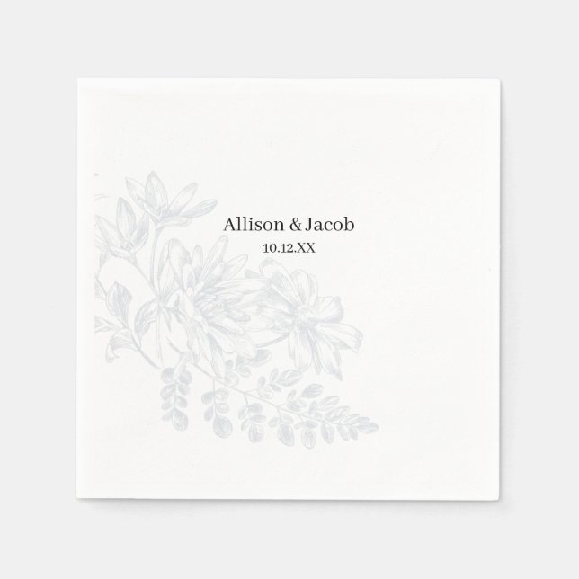 Guardanapo De Papel Simples Dusty Linha Azul Desenho Casamento Nápoles (Frente)