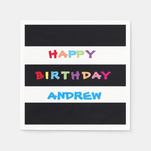 Guardanapo De Papel Simples e Brilhante Nome Personalizado Feliz Anive