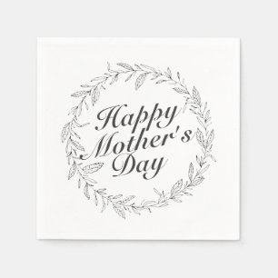 Guardanapo De Papel Simples e feliz Dia de as mães Floral Wreath Napki
