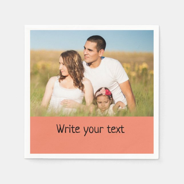 Guardanapo De Papel simples e mínimo adicione seu natal de foto de tex (Frente)