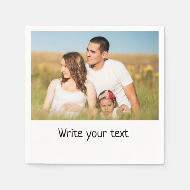 Guardanapo De Papel simples e mínimo adicione seu natal de foto de tex (Frente)