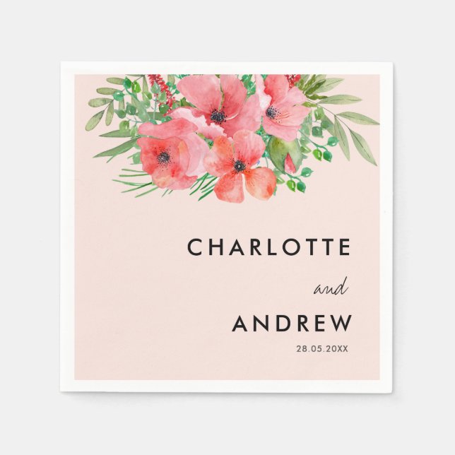 Guardanapo De Papel Simples, elegante, flores (Frente)