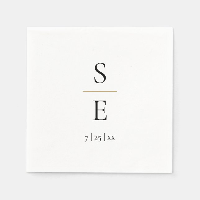 Guardanapo De Papel Simples Elegante Monograma Casamento Napkins (Frente)
