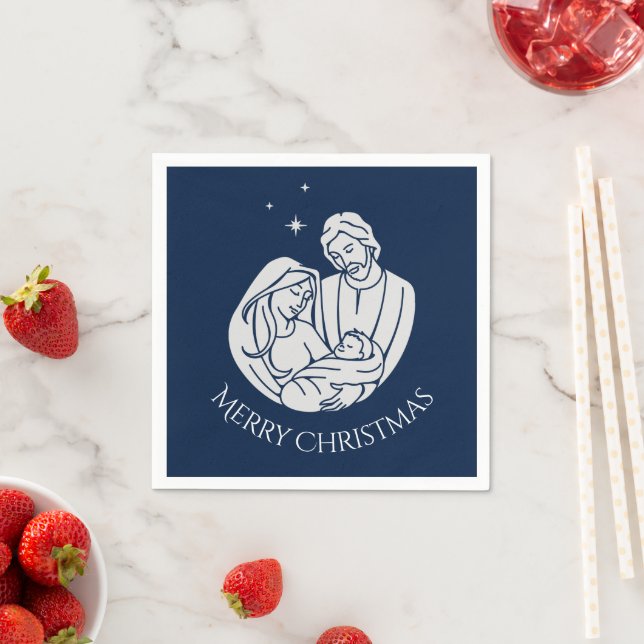 Guardanapo De Papel Simples Elegante Natividade Bebê Jesus Feliz Natal (Insitu)