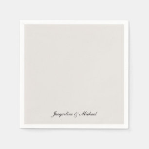 Guardanapo De Papel Simples Elegante Script Cream Wedding Cocktail