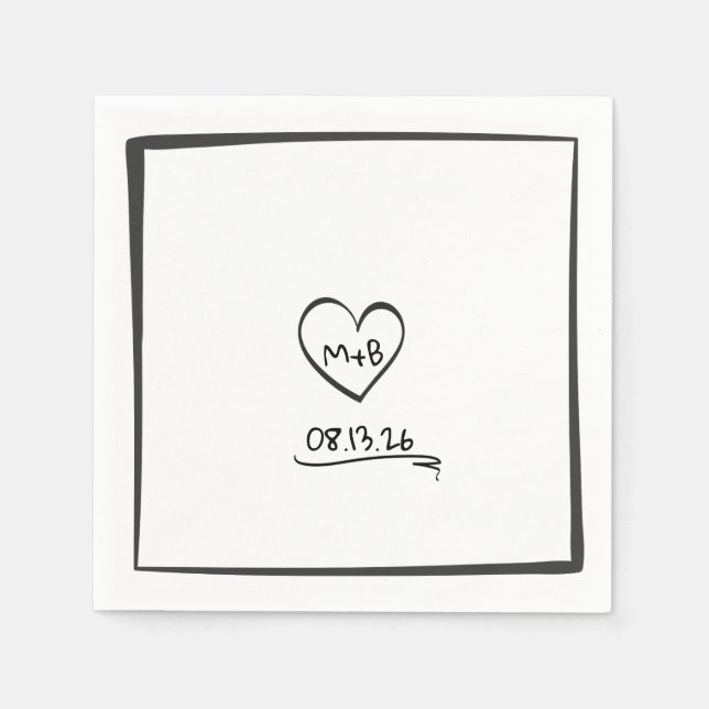 Guardanapo De Papel Simples Eterno Iniciais Desenhados Casamento de De (Frente)