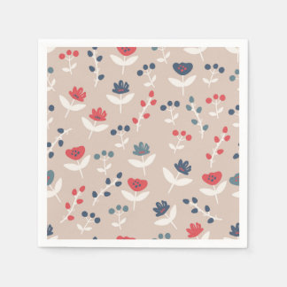 Guardanapo De Papel Simples Floral Red Blue Country Farmhouse Na moda