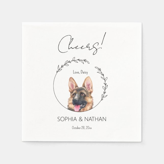 Guardanapo De Papel Simples German shepherd Casamento Cocktail Napkins (Frente)