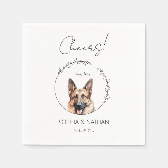 Guardanapo De Papel Simples German shepherd Casamento Cocktail Napkins (Frente)