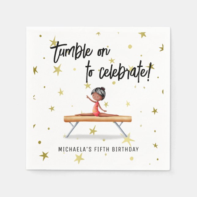 Guardanapo De Papel Simples ginástica Balança Beam Girl Aniversário (Frente)