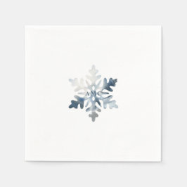 Guardanapo De Papel Simples Icy Blue Snowflake Monograma Coctail
