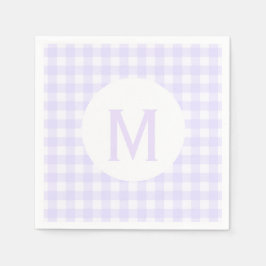 Guardanapo De Papel Simples Lavanda Pálida Gingham Monograma
