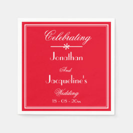 Guardanapo De Papel Simples Manuscrito Romântico Vermelho de Casamento