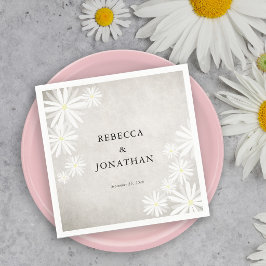 Guardanapo De Papel Simples Margaridas Brancas Casamento Rústico Boho