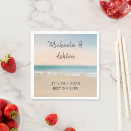 Guardanapo De Papel Simples Melhor Dia De Casamento De Praia De Napkin