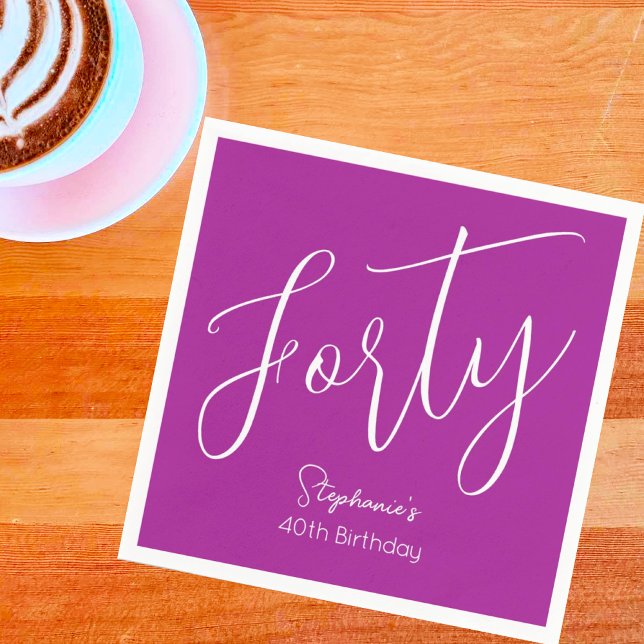 Guardanapo De Papel Simples moderno Script - aniversário de 40 anos Ro (Criador carregado)