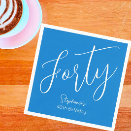 Guardanapo De Papel Simples moderno Script Blue aniversário de 40 anos