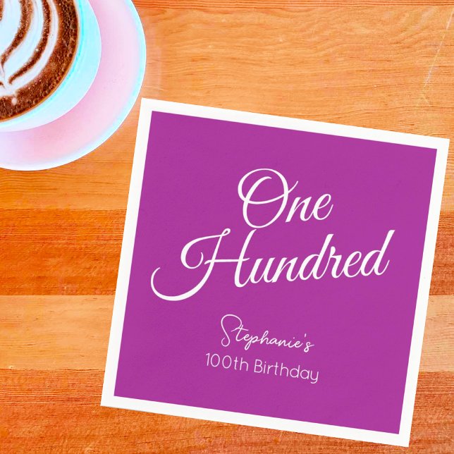 Guardanapo De Papel Simples moderno Script Escuro Rosa 100º Aniversári (Criador carregado)