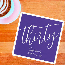 Guardanapo De Papel Simples moderno Script Purple aniversário de 30 an