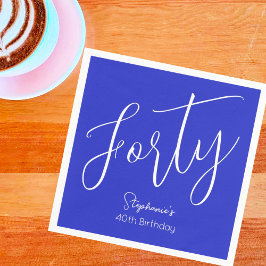 Guardanapo De Papel Simples moderno Script Royal Blue aniversário de 4