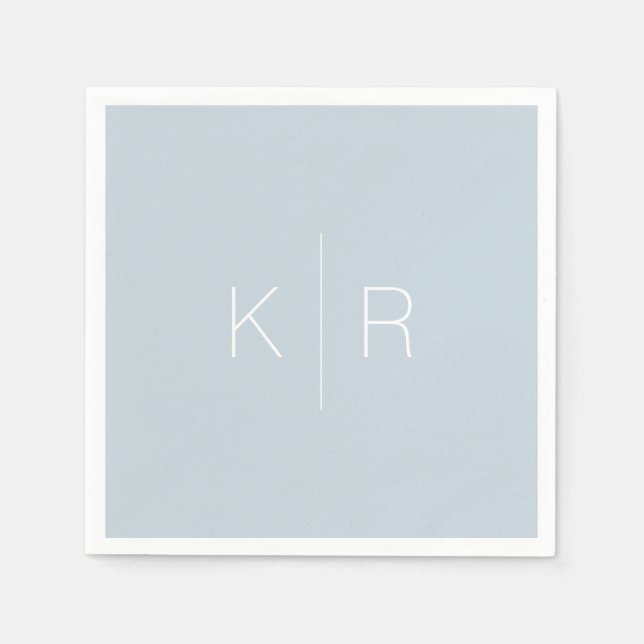 Guardanapo De Papel Simples Monograma Branco Dusty Casamento de Nápole (Frente)