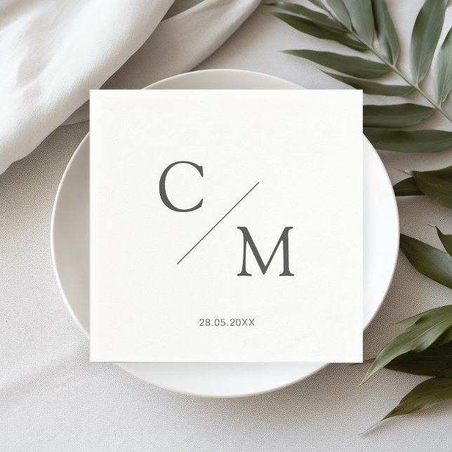 Guardanapo De Papel Simples Monograma Branco Elegante (Criador carregado)