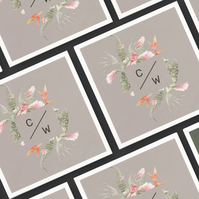 Guardanapo De Papel Simples Monograma Floral Taup (Criador carregado)