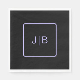 Guardanapo De Papel Simples monograma preto e lavanda