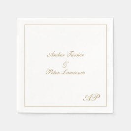 Guardanapo De Papel Simples Monograma Simples Casamento Dourado Formal