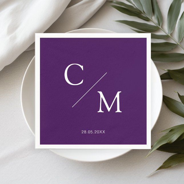 Guardanapo De Papel Simples Monograma Violeta Elegante (Criador carregado)