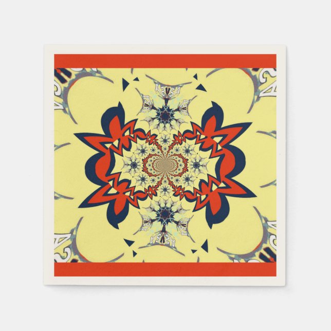 Guardanapo De Papel Simples Ouro Vermelho Personalizado Art Napkins (Frente)