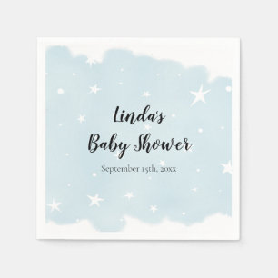 Guardanapo De Papel Simples Pastel Blue Watercolor Star Party