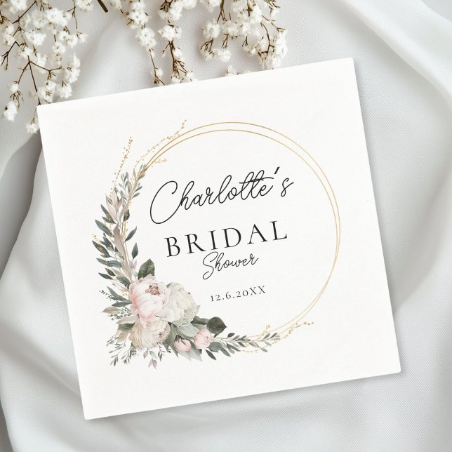 Guardanapo De Papel Simples, peônia, eucalipto, Chá de panela (Personalized, Simple, peony, eucalyptus, Bridal Shower Napkins)