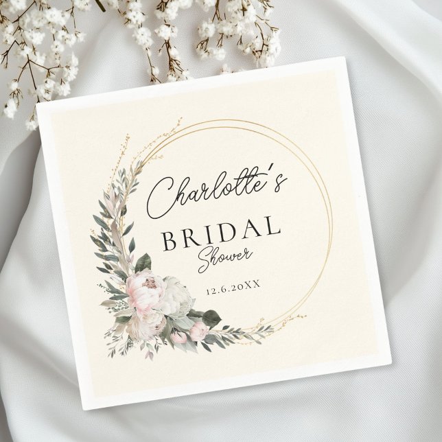 Guardanapo De Papel Simples, peônia, eucalipto, Chá de panela (Personalized, Simple, peony, eucalyptus, Bridal Shower Napkins)