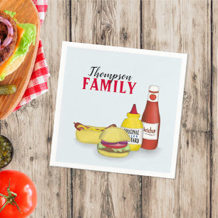 Guardanapo De Papel Simples Picnic Watercolor Hamburger Hotdog Cute