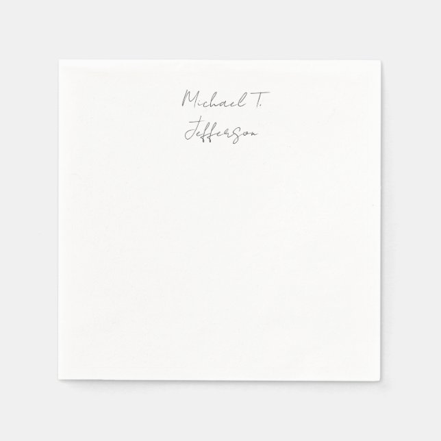 Guardanapo De Papel Simples planície Elegante Clássica da Caligrafia (Frente)