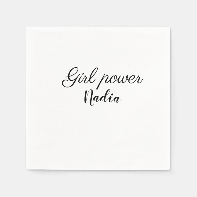 Guardanapo De Papel simples poder feminino minimal adicionar nome text (Frente)