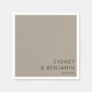 Guardanapo De Papel Simples Taupe de Casamento Personalizado Mínimo Mo